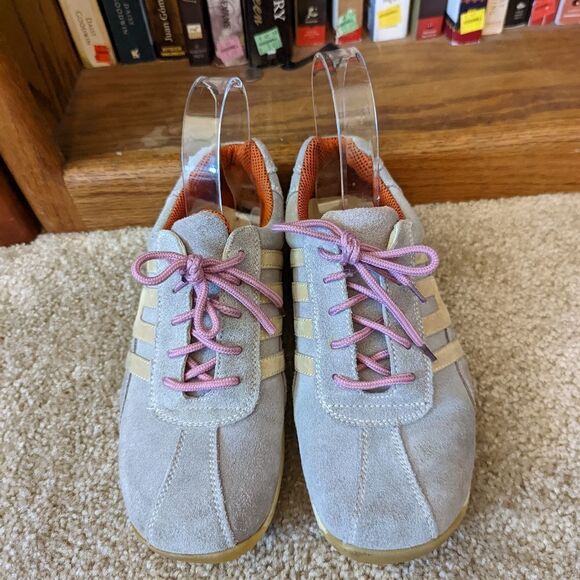 D conal grey and pink suede sneakers sz 37 euc - Picture 1 of 8